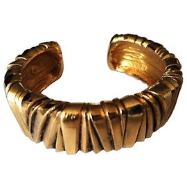 Autre Marque Bracelet Manchette en Métal Doré Texturé Doré