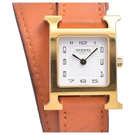 Hermès Hermes Heure H Quartz Métal Plaqué et Cuir 21 Autre