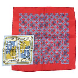 Foulard Hermès Carré 42 in seta rossa Rosso
