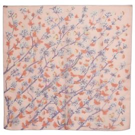 Hermès Lenço Hermes Carre 90 Vol Amoureux des Azurs Rosa Multicor