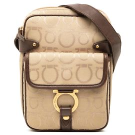 Borsa a tracolla Salvatore Ferragamo Gancini Beige