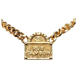 Chanel Coco Mark Rue Cambon Chain Necklace Golden