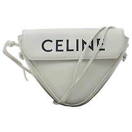 Céline Celine Triangle Leather Small Blanco