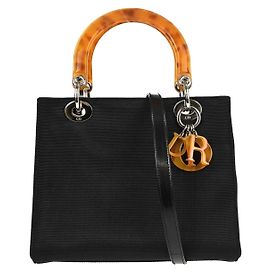 Christian Dior Lady Dior Straw Medium Negro