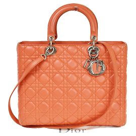 Christian Dior Lady Dior Leather Large Orange