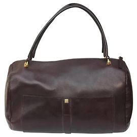 Avril Gau Bolsa Bowling em Couro Berinjela Roxo Ameixa