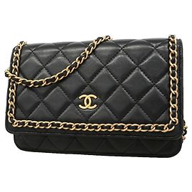 Chanel Matelassé Chain Shoulder Wallet Black