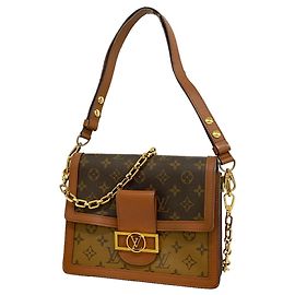 Bolso de hombro Louis Vuitton Monogram Reverse Dauphine MM Castaño
