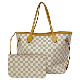 Louis Vuitton Damier Azur Neverfull MM Tote Bag Weiß