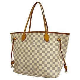 Borsa Tote Louis Vuitton Damier Azur Neverfull MM Bianco