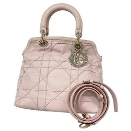 Bolsa Christian Dior em couro Cannage Rosa