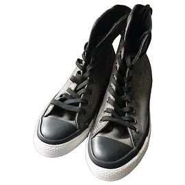 Converse All Star Silver High Top Sneakers Black Silvery Grey
