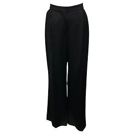Calças de Lã de Corte Largo Givenchy Pretas Preto