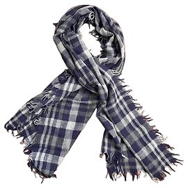 Weekend Max Mara Sciarpa in Lana a Quadri Blu Grigio