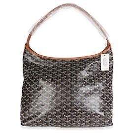 Goyard Black Tan Goyardine Canvas Boheme Hobo Marron Beige