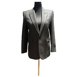 Autre Marque Saint Laurent Grey Wool Blend Single-Breasted Blazer Grey