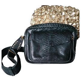 Claris Virot Sac Bandoulière Cuir Python Noir Noir