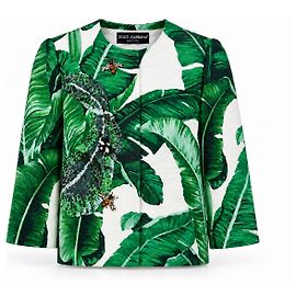 Casaco Dolce & Gabbana Botanical Garden Estampa de Folhas e Abelhas Branco Verde