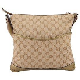 Bolso Bandolera Gucci Zip GG Canvas con piel perforada Medium Beige