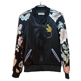 Leonard Giacca bomber in seta stampata Léonard Nero Multicolore