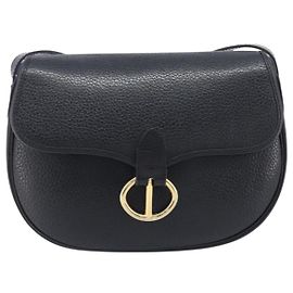 Christian Dior Vintage CD Flap Leather Medium Black