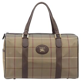 Bolsa Boston em lona com estampa Nova Check da Burberry Bege