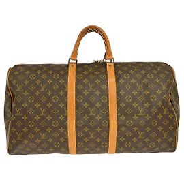 Louis Vuitton Keepall Monogram Canvas 55 Castaño