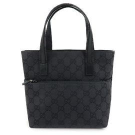 Sac Cabas Gucci en toile GG et cuir Noir
