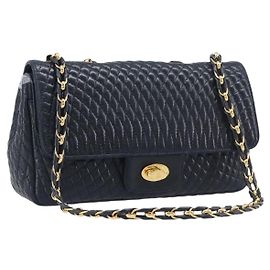 Bally Vintage Quilted Leather Navy blue
