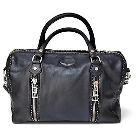Zadig & Voltaire Sac Bowling en Cuir Noir Noir