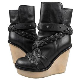 Acne Studios Bottines à plateforme tressées en cuir noir Noir