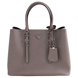 Prada Double saffiano leather handbag grey Grey