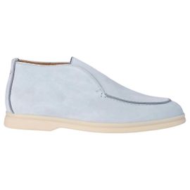 Loro Piana Open Walk Suede Ankle Boots Light Blue Blue Light brown