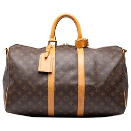 Borsa da viaggio Louis Vuitton Monogram Keepall Bandouliere 45 Marrone Marrone