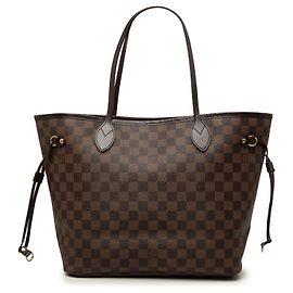 Saco Tote Louis Vuitton Damier Ebene Neverfull MM Castanho Marrom