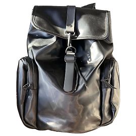 RAINS Sac à dos Oversize - Shiny Black Unisexe Noir