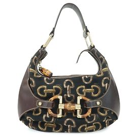 Gucci Horsebit GG Canvas and Leather Large Castaño