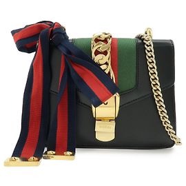 Gucci Sylvie Chain Leather Mini Preto