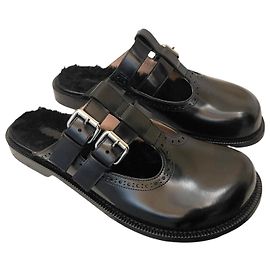 Loewe Mules Campo Mary Jones en cuir noir Noir