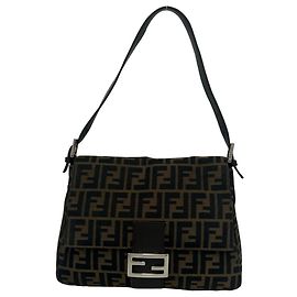 Sac à épaule Fendi Vintage Zucca FF Pattern Marron Noir