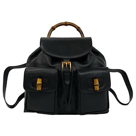 Mochila de couro Bamboo Vintage GUCCI Preto