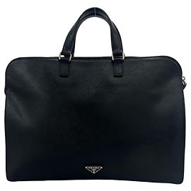 Prada Black Leather Briefcase Black