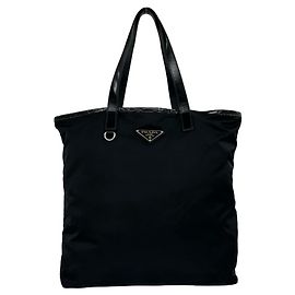 Prada Triangle Logo Hardware Tote Bag Black