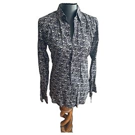 Autre Marque Saint Laurent Camisa Seda Estampado Carro Preto e Branco Preto Branco