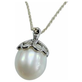 Autre Marque Collier Tiffany 925 Trèfle Cœur Perle d'Eau Douce Argenté