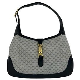 Borsa a tracolla in pelle Gucci Vintage Micro GG Jackie Blu navy