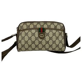 Bolsa de Ombro GUCCI Old Gucci Sherry Line GG Logo Pattern Marrom Vermelho Verde