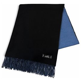 Hermès Sciarpa bicolore con frange Hermes 100% Cashmere Nero Blu