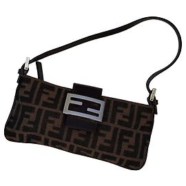 Fendi Sac baguette Monogramme toile marron Marron Marron foncé