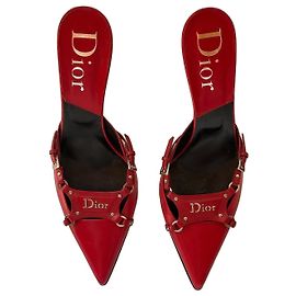 Dior mules en cuir rouge John Galliano Rouge